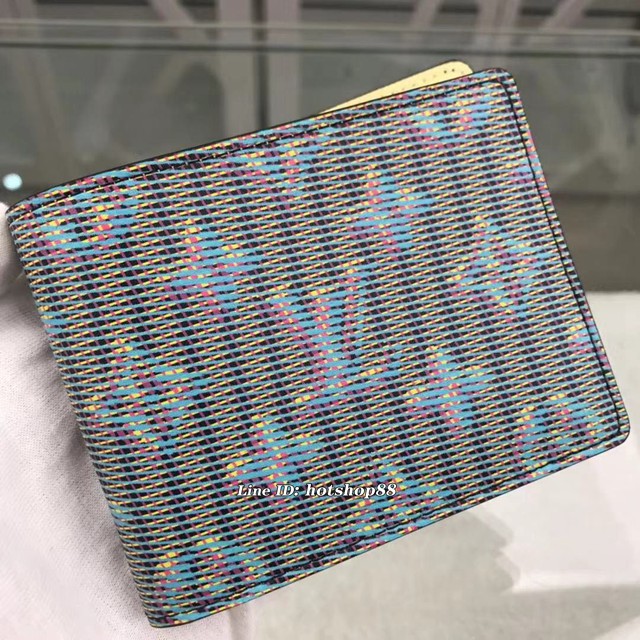 路易威登LV錢包 M62294蘭花 經典圖案浸潤霓虹色彩 Slender錢夾包 LV男士短夾 xxlv1905